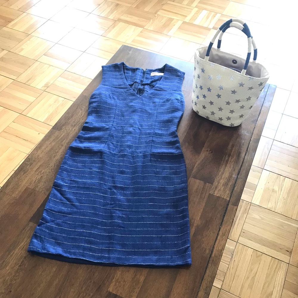 Vintage BERGDORF GOODMAN Miss Bergdorf Linen Stripe Dress